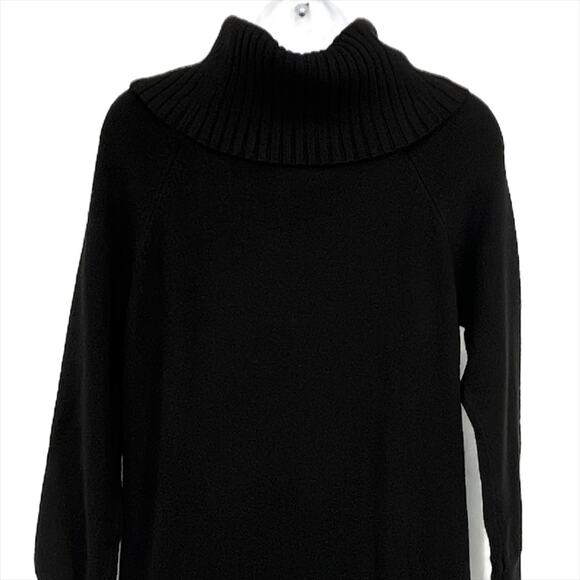 Chico's Peek-A-Boo Shoulder Midi Sweater Dress in Black Size M - Picture 6 of 7